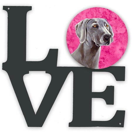Carolines Treasures 11.5 x 11.75 in. Pink Weimaraner Metal Artwork Love Wall Decor LH9386PKWALV